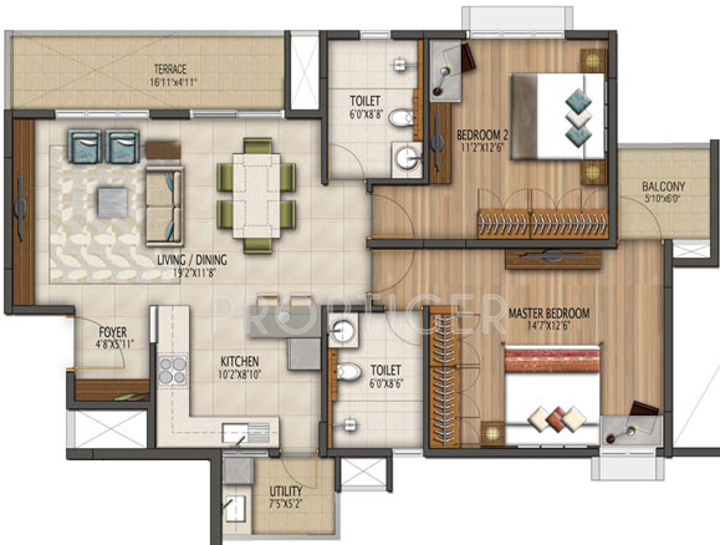 Vaswani Brentwood (2BHK+2T (1,197 sq ft) 1197 sq ft)