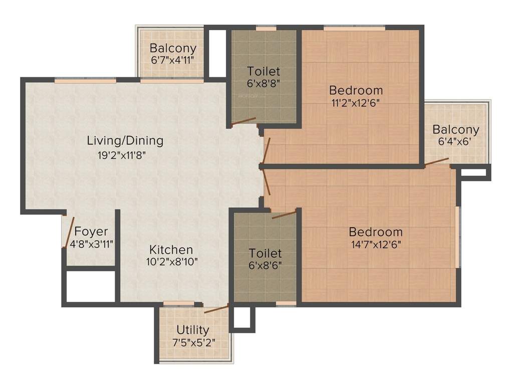 Vaswani Brentwood (2BHK+2T (1,203 sq ft) 1203 sq ft)