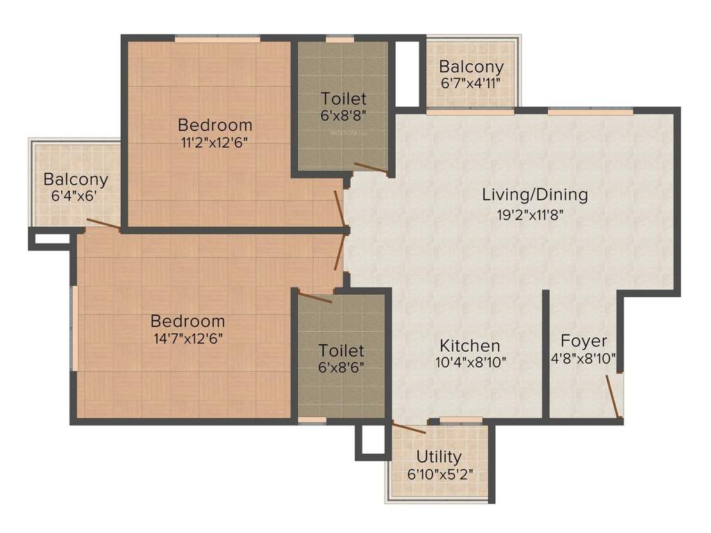 Vaswani Brentwood (2BHK+2T (1,217 sq ft) 1217 sq ft)