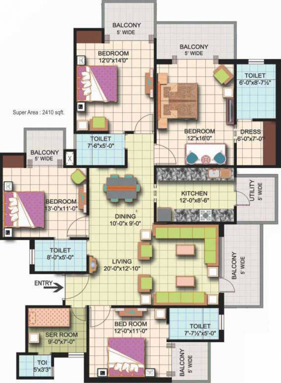 Amrapali Silicon City (4BHK+4T (2,410 sq ft)   Servant Room 2410 sq ft)