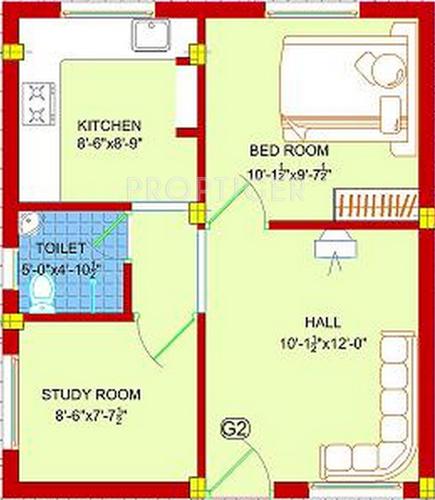 SBA Fortuna (1BHK+1T (578 sq ft)   Study Room 578 sq ft)