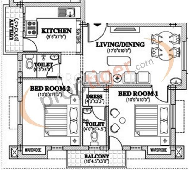 Pearl Krishna (2BHK+2T (866 sq ft) 866 sq ft) Pearl Krishna (2BHK+2T (866 sq ft) 866 sq ft)