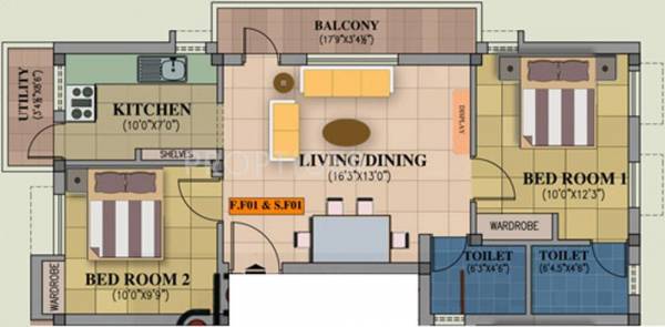 Pearl Sarovar (2BHK+2T (900 sq ft) 900 sq ft)