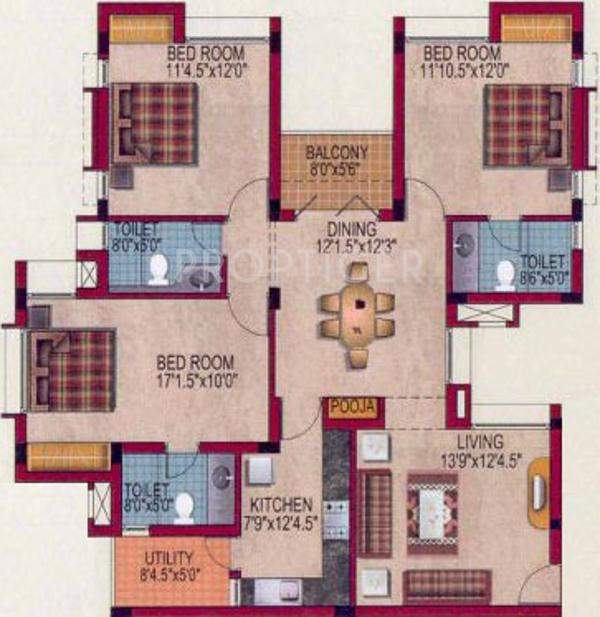Casagrand The Riviera (3BHK+3T (1,585 sq ft) 1585 sq ft)