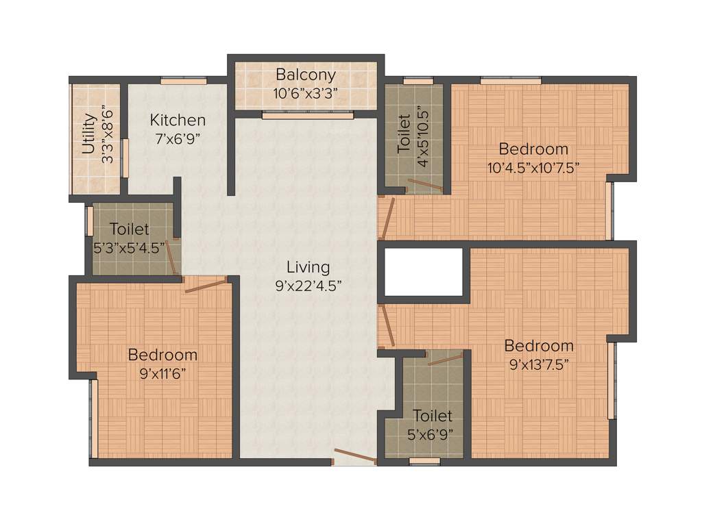 SRM Rithiksha (3BHK+3T (1,171 sq ft) 1171 sq ft)