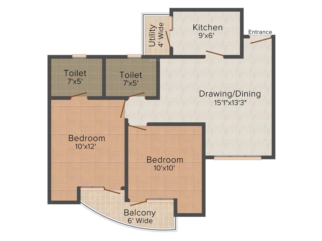Earthcon Casa Grande (2BHK+2T (875 sq ft) 875 sq ft)