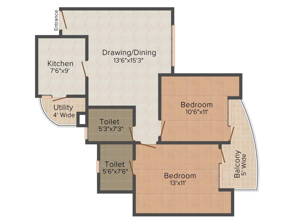 Earthcon Casa Grande (2BHK+2T (1,025 sq ft) 1025 sq ft)