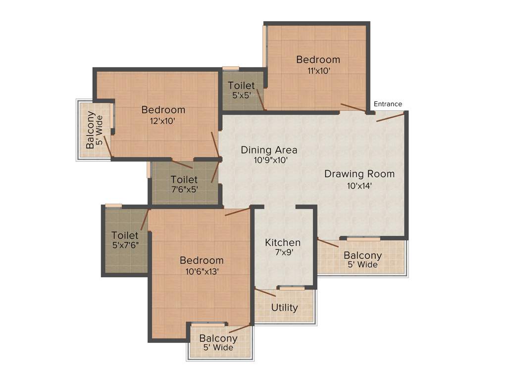 Gardenia Square II (3BHK+3T (1,350 sq ft) 1350 sq ft)