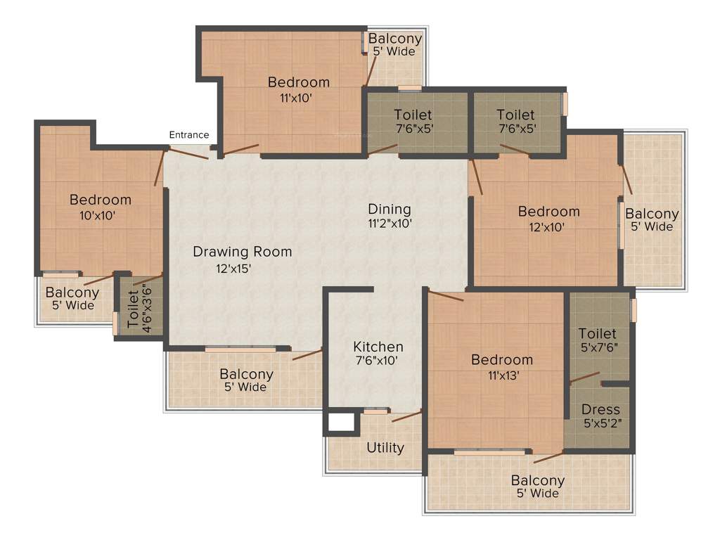 Gardenia Square II (4BHK+4T (1,700 sq ft) 1700 sq ft)