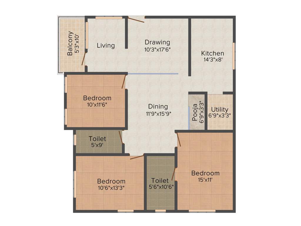 Krishna Krishe Valley (3BHK+3T (1,737 sq ft) 1737 sq ft)