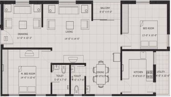 Rami Reddy Madhavi Towers (2BHK+2T (1,274 sq ft) 1274 sq ft)