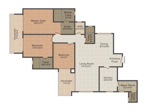 Hiranandani Lake Verandahs (3BHK+3T (1,660 sq ft) 1660 sq ft)