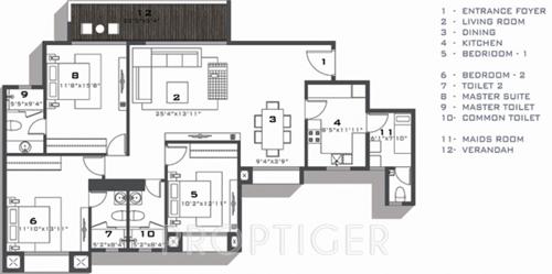 Hiranandani Lake Verandahs (3BHK+2T (1,826 sq ft) 1826 sq ft)