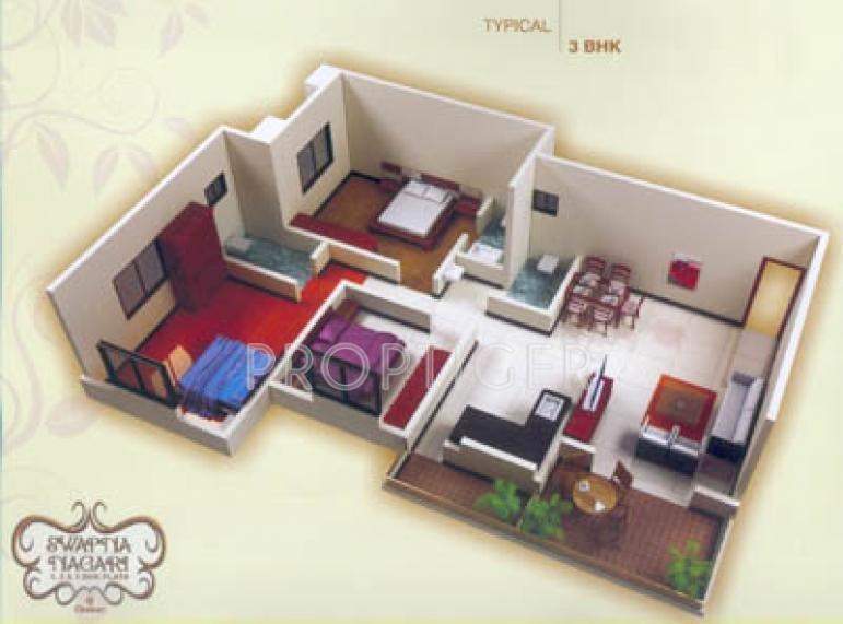 AV Bhat Swapna Nagari Floor Plan (3BHK+3T)