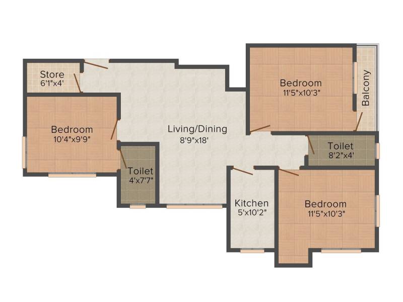 Ajmir Ajmir Apartment (3BHK+3T (1,247 sq ft) 1247 sq ft)