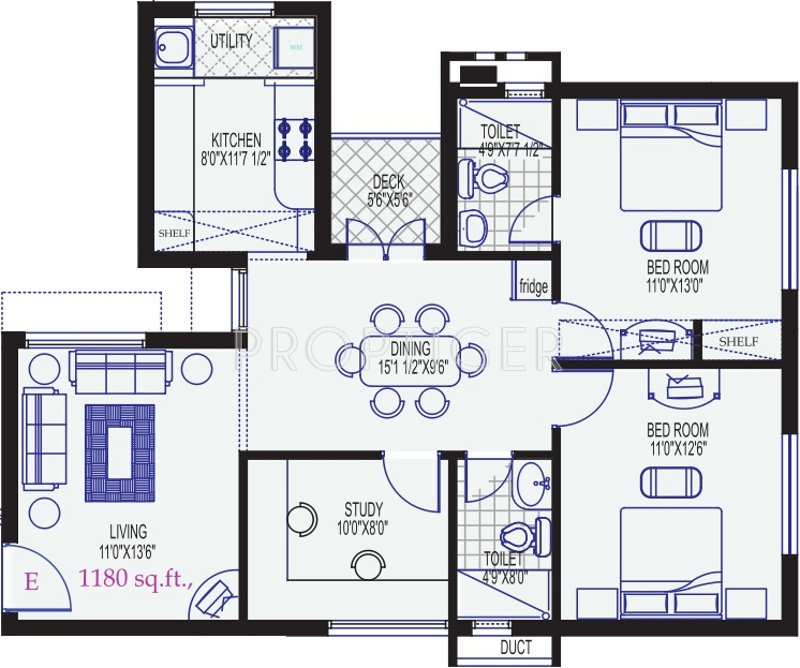 Vijay Boulevard (3BHK+2T (1,180 sq ft) 1180 sq ft)