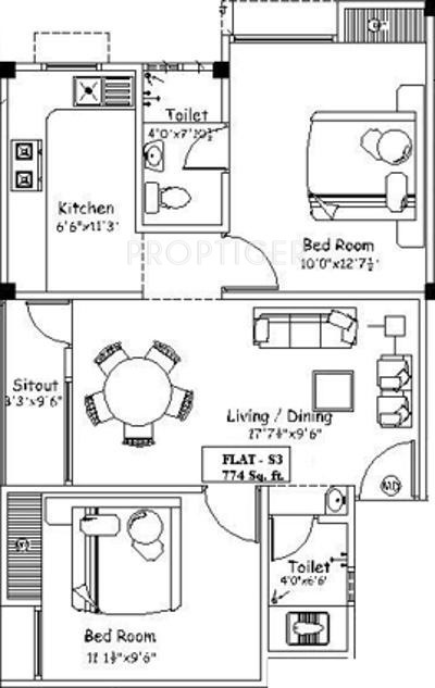 Varaha Varaha Vijayam (2BHK+2T (774 sq ft) 774 sq ft)