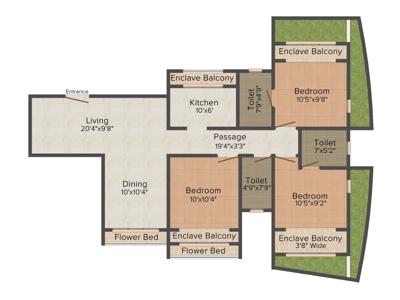 Lashkaria Green Height (3BHK+3T (1,750 sq ft) 1750 sq ft)