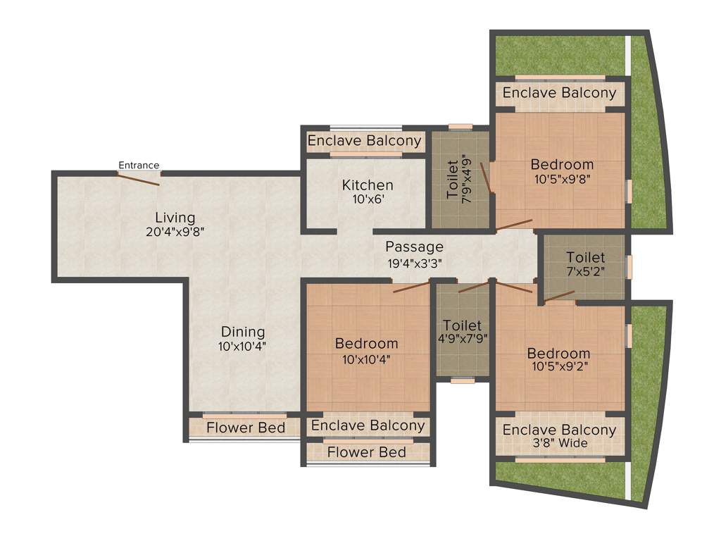 Lashkaria Green Height (3BHK+3T (1,750 sq ft) 1750 sq ft)
