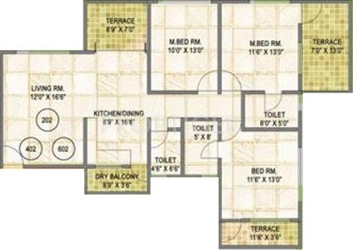 Amit Emerald Park (3BHK+3T (1,329 sq ft) 1329 sq ft)