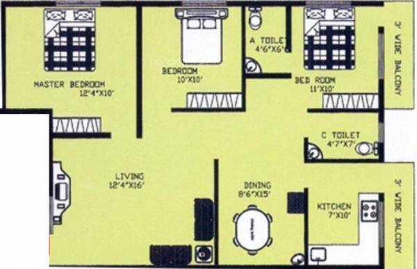 DS Spectra (3BHK+2T (1,150 sq ft) 1150 sq ft)