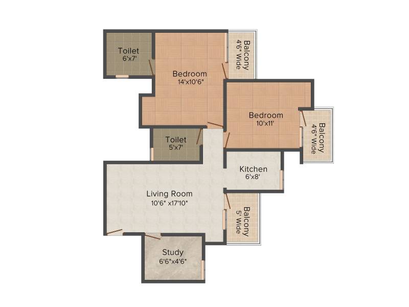 Nimbus Express Park View 2 (2BHK+2T (1,114 sq ft) + Study Room 1114 sq ft)