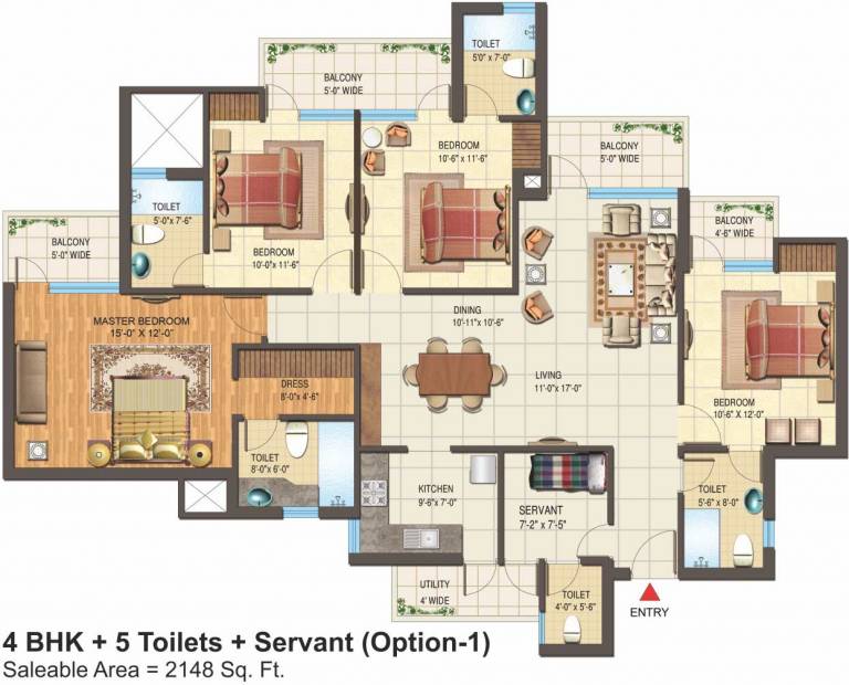 Nimbus Express Park View 2 (4BHK+4T (2,148 sq ft) + Servant Room 2148 sq ft)