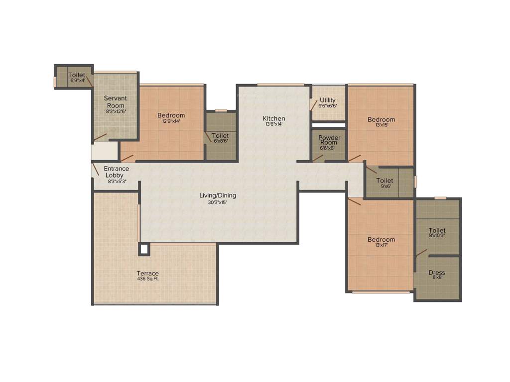 Marvel Isola (3BHK+3T (2,865 sq ft) + Servant Room 2865 sq ft)