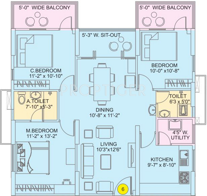 Manjeera Majestic Homes (3BHK+2T (1,473 sq ft) 1473 sq ft) Manjeera Majestic Homes (3BHK+2T (1,473 sq ft) 1473 sq ft)
