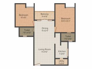 Jain West Minster (2BHK+2T (1,020 sq ft) 1020 sq ft)