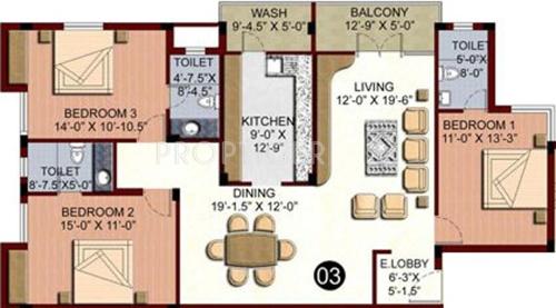 Lancor Trafalgar (3BHK+3T (1,700 sq ft) 1700 sq ft)