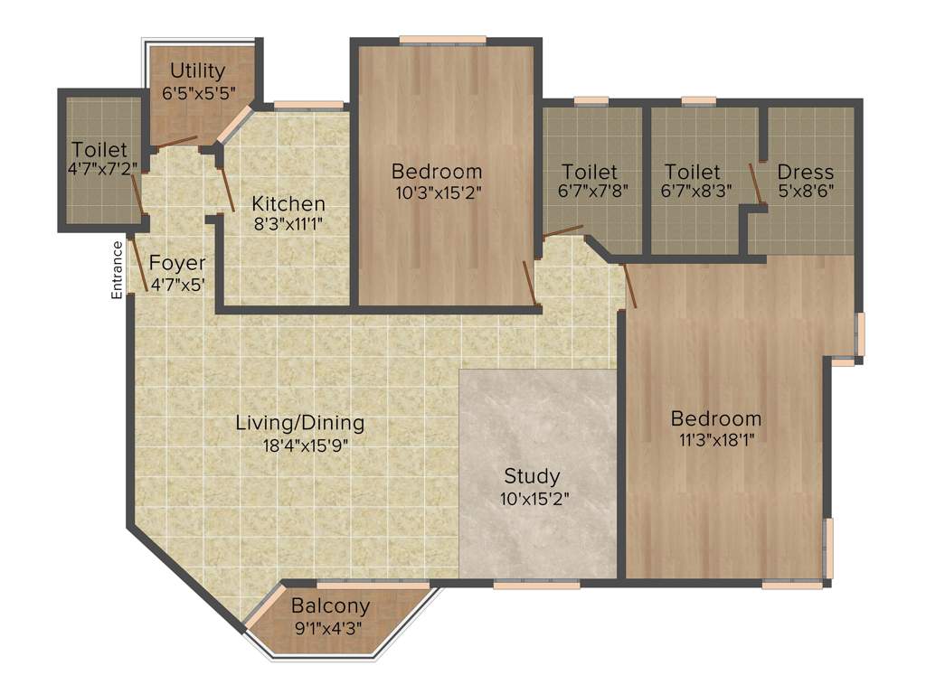 Jaypee The Star Court (2BHK+2T (1,698 sq ft) 1698 sq ft)