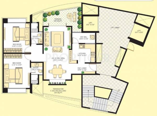 Marvel Citrine (2BHK+2T (1,255 sq ft) 1255 sq ft)