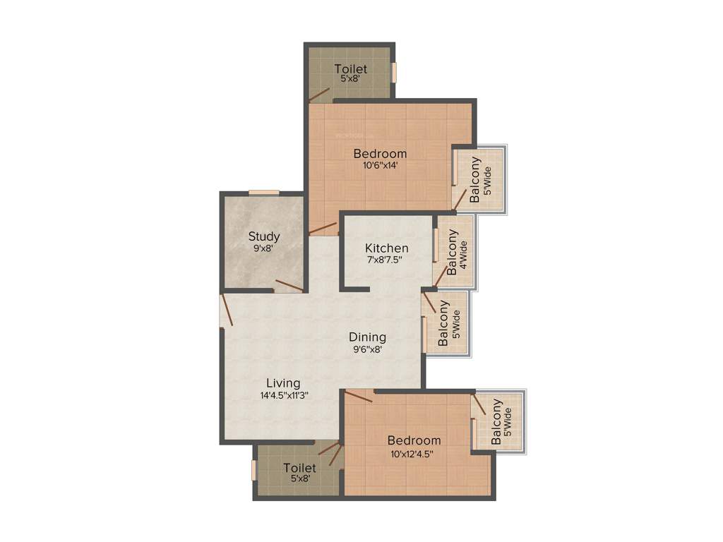 Amrapali Empire (2BHK+2T (1,215 sq ft) 1215 sq ft)