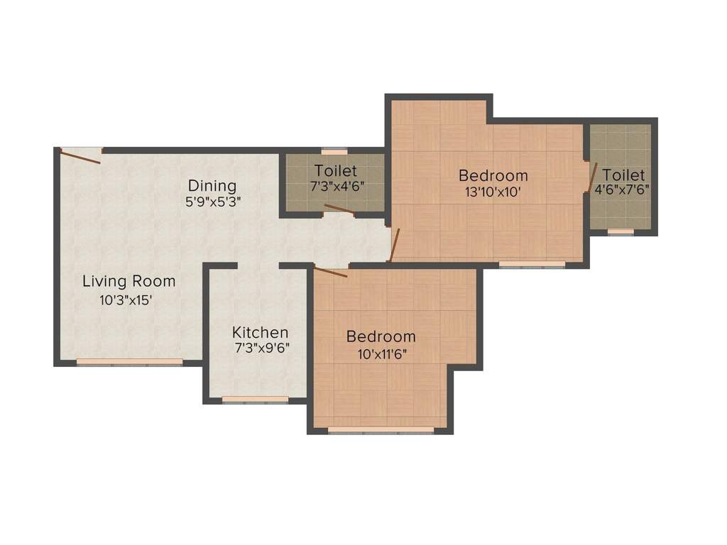 Damji Shamji Mahavir Millennium (2BHK+2T (1,005 sq ft) 1005 sq ft)