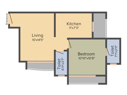 Gemstar Sonata (1BHK+2T (685 sq ft) 685 sq ft)