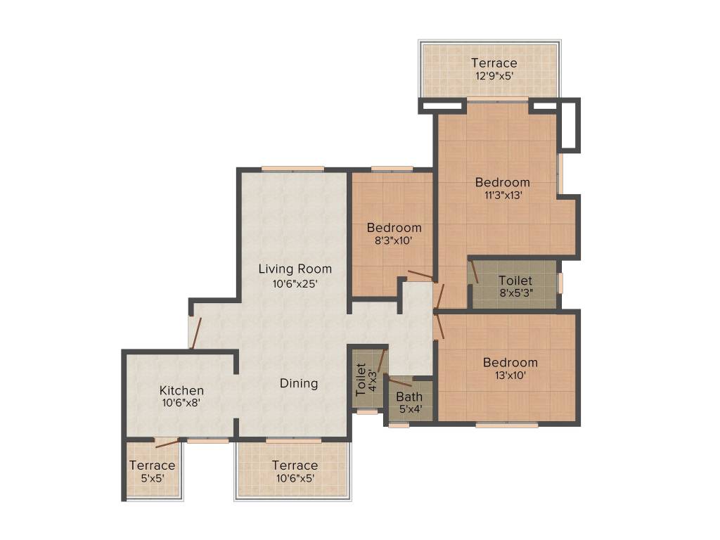 Mind Olive (3BHK+3T (1,250 sq ft) 1250 sq ft)