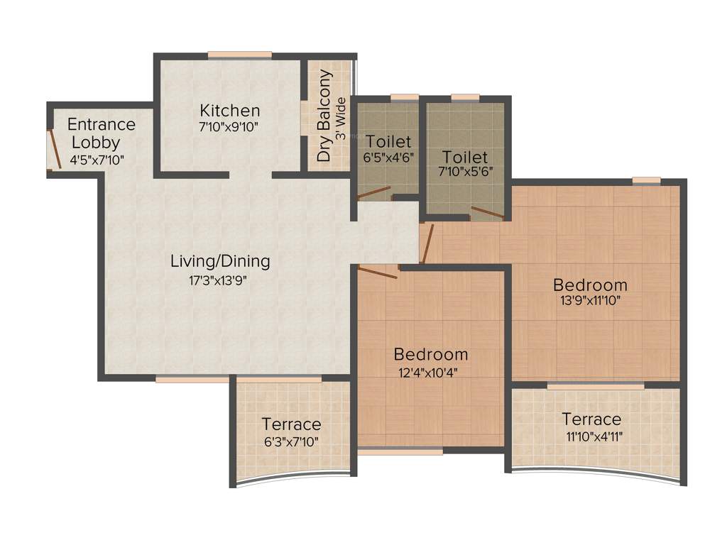 Nandan Euphora (2BHK+2T (1,177 sq ft) 1177 sq ft)