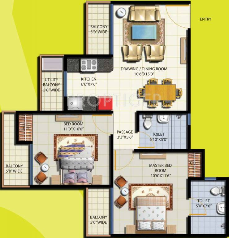 Anthem French Apartments (2BHK+2T (965 sq ft) 965 sq ft) Anthem French Apartments (2BHK+2T (965 sq ft) 965 sq ft)