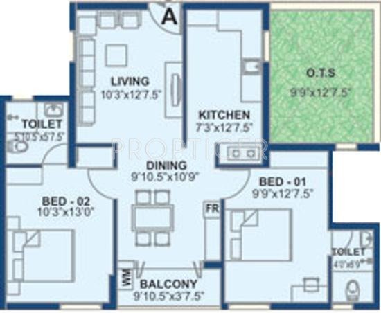 Rajarathnam RC Blossoms (2BHK+2T (955 sq ft) 955 sq ft)