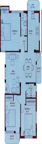 Casa Grande Shrishti Floor Plan (3BHK+2T)