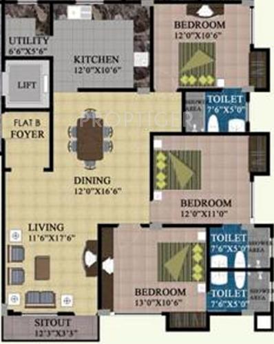 Sumanth Sreshta Grande (3BHK+3T (1,423 sq ft) 1423 sq ft)