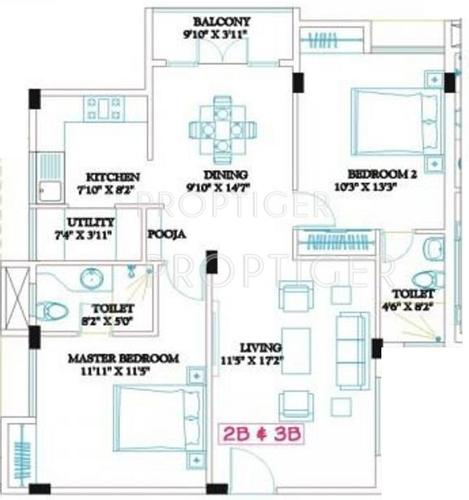 Ramaniyam Clasic Rudhra (2BHK+2T (1,129 sq ft)   Pooja Room 1129 sq ft)