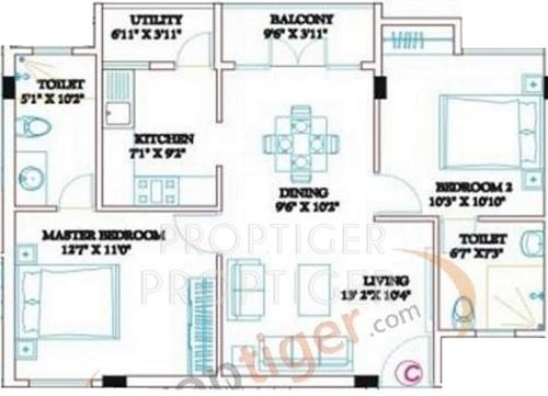 Ramaniyam Clasic Rudhra (2BHK+2T (943 sq ft) 943 sq ft)