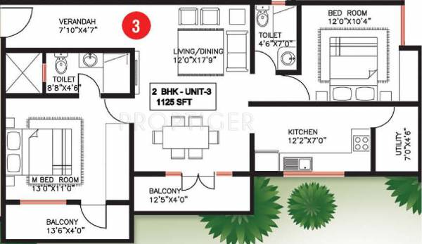 Saveria Winston (2BHK+2T (1,125 sq ft) 1125 sq ft)