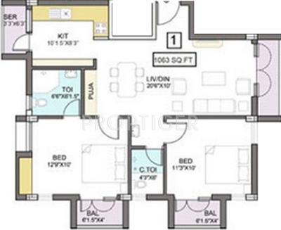 Pushkar Nakshatra (2BHK+2T (1,063 sq ft) + Pooja Room 1063 sq ft)