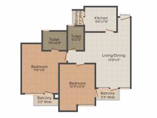 Omaxe Panache Homes Galaxy (2BHK+2T (1,065 sq ft) 1065 sq ft)