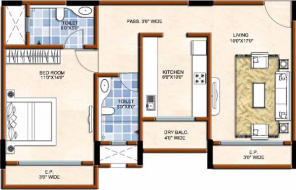 Siroya Sunshine (1BHK+2T (809 sq ft) 809 sq ft)