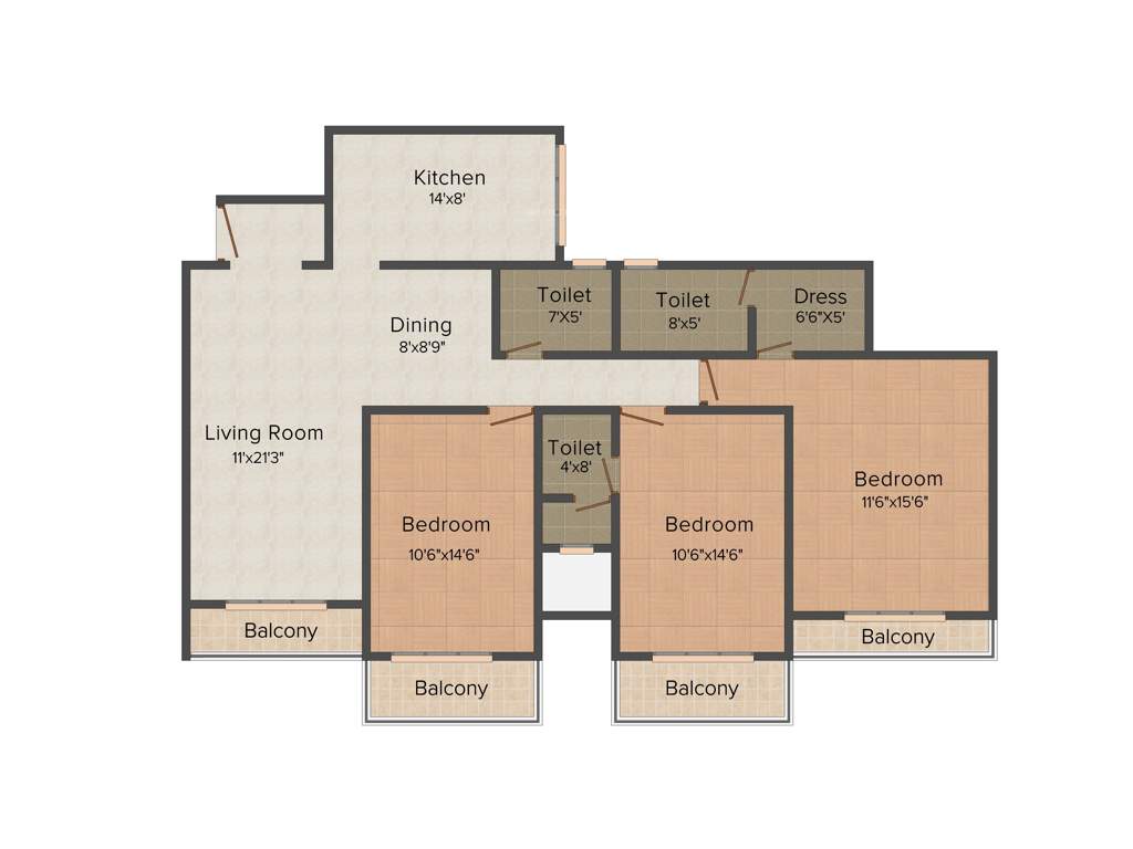 Paranjape Royal Court (3BHK+3T (1,131 sq ft) 1131 sq ft)