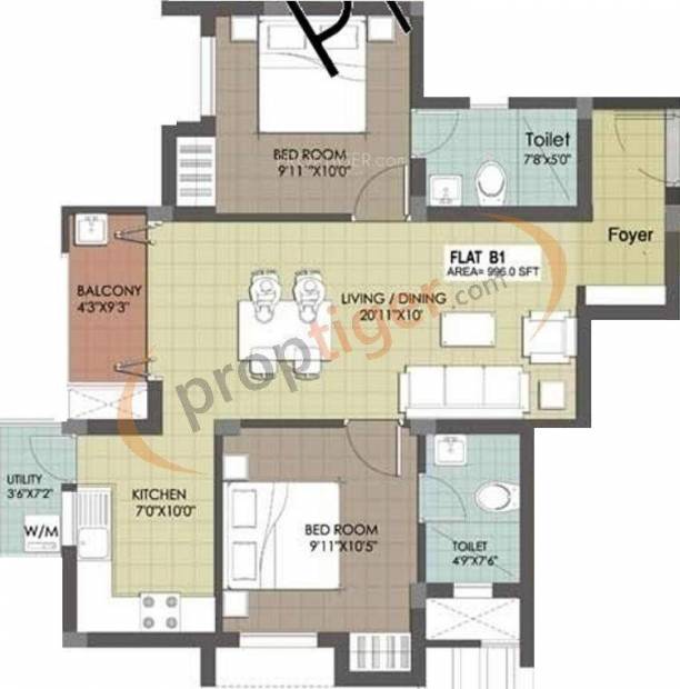 AJ and Co Gani Residency (2BHK+2T (996 sq ft) 996 sq ft)